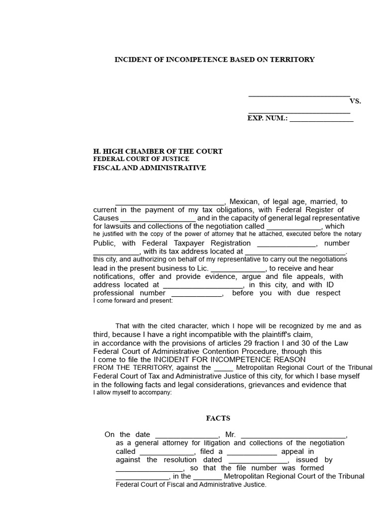 Incident of Incompetence by Territory | PDF | Lawsuit | Government