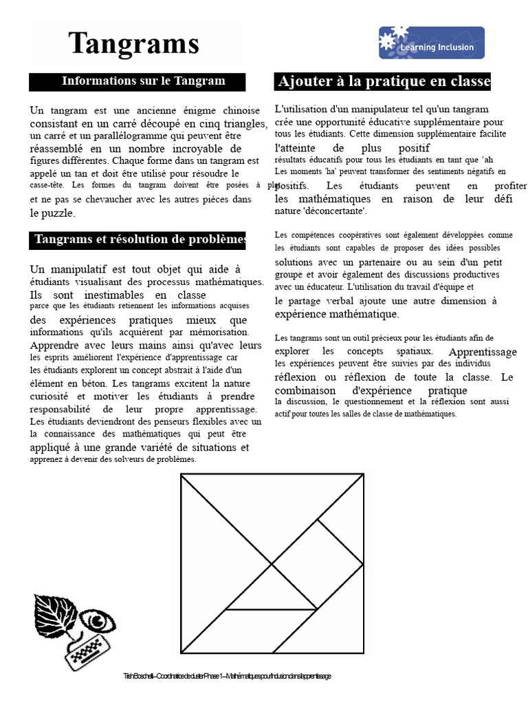 Utilisation éducative des tangrams en classe | PDF | Mathématiques