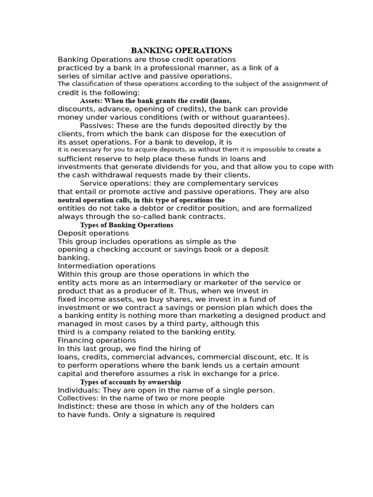 5.5 BANKING OPERATIONS Finance in Organizations | PDF | Banks | Loans