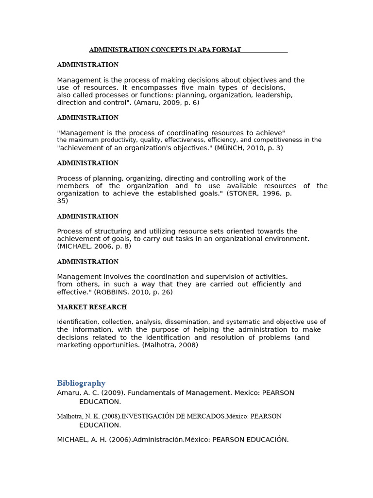 Management Concepts in APA Format | PDF