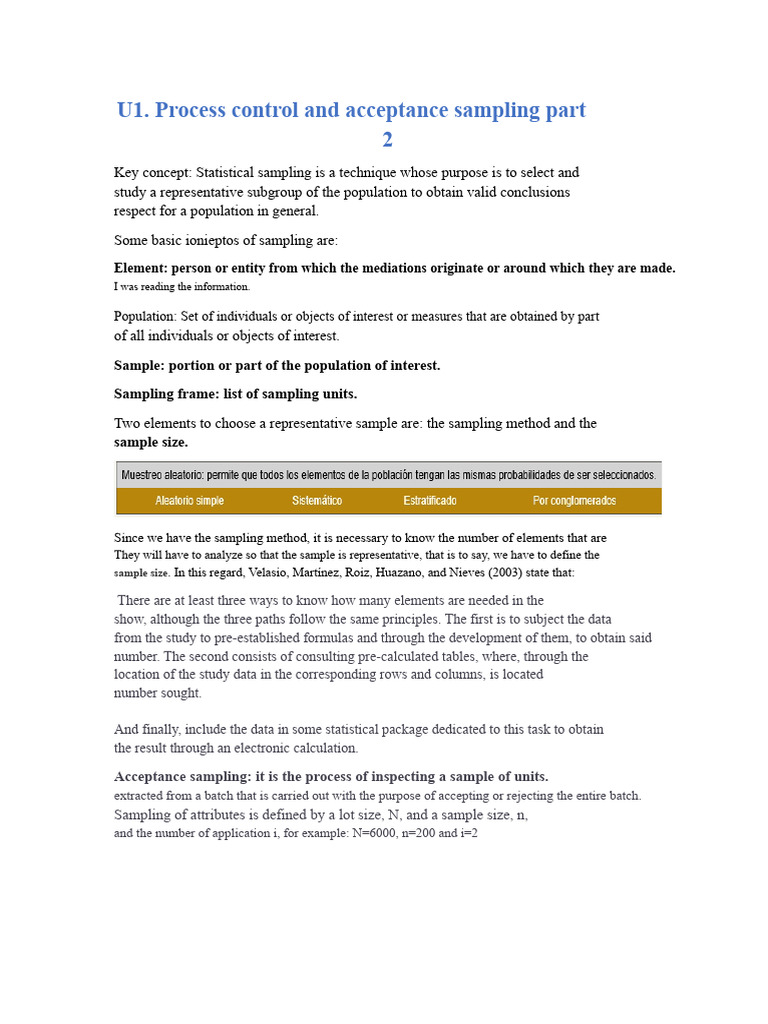 U1. Process Control and Acceptance Sampling Part 2 | PDF | Sampling ...