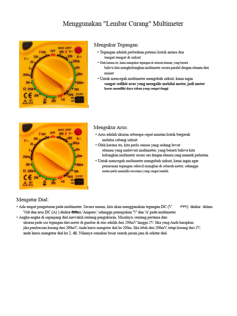 Panduan Menggunakan Multimeter untuk Pengukuran | PDF