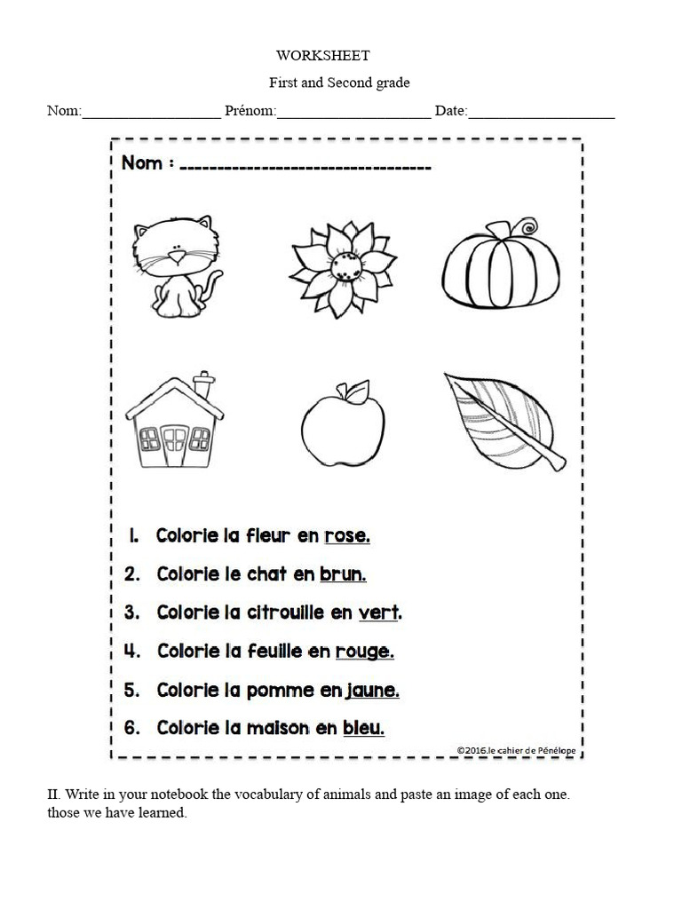 Worksheet II First and Second Grade | PDF