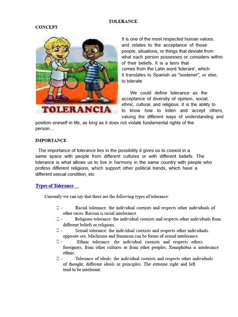 Understanding Tolerance: A Core Value | PDF | Toleration | Immune Tolerance