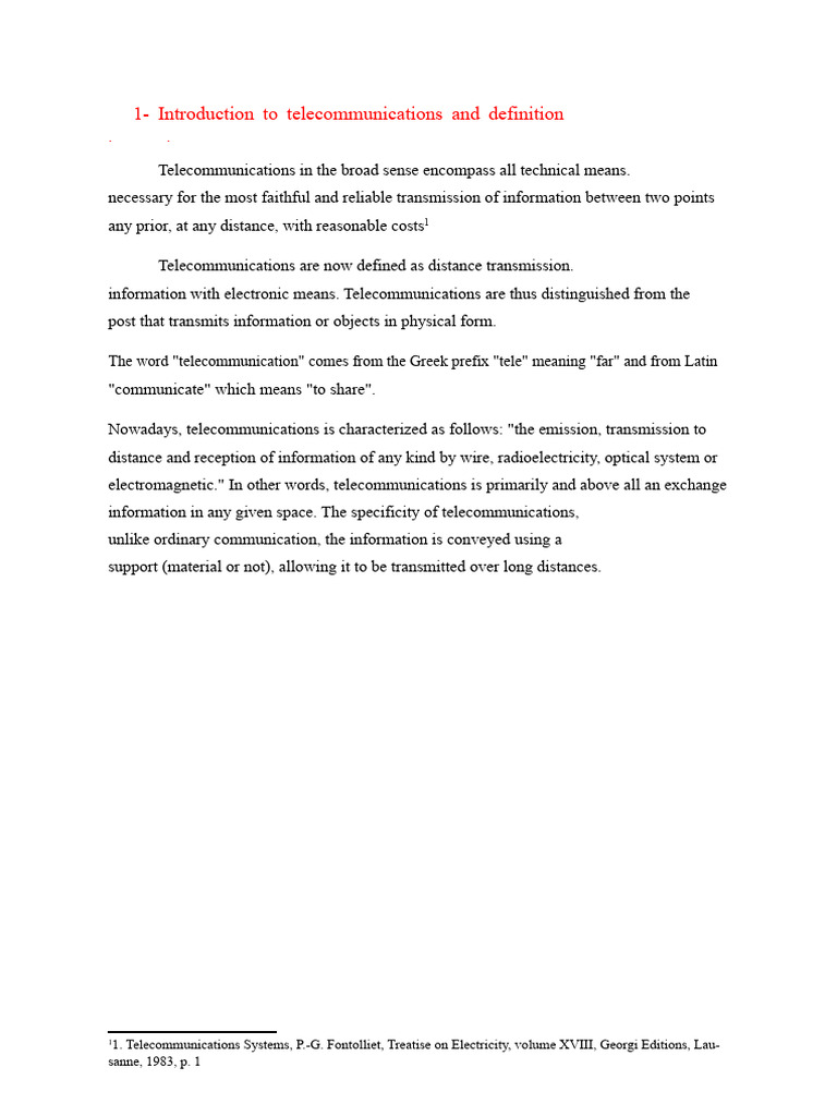 Introduction To Telecommunications and Definition | PDF | Telegraphy ...