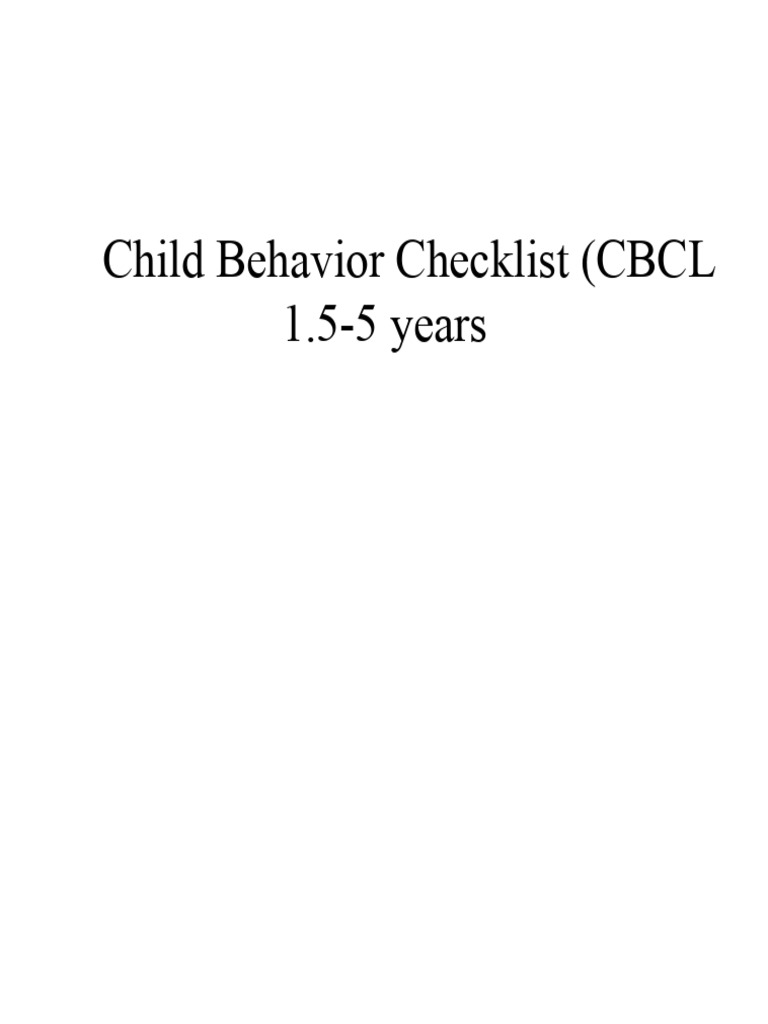 Child Behavior Checklist for Ages 1.5-5 | PDF | Mental Health ...