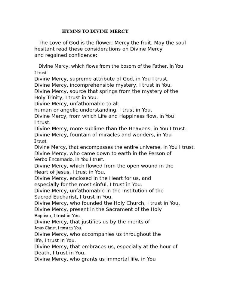 Praises to Divine Mercy | PDF | Mercy | Anglicanism