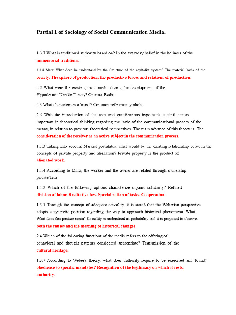 Partial 1 of Sociology of Social Communication Media | PDF | Émile ...