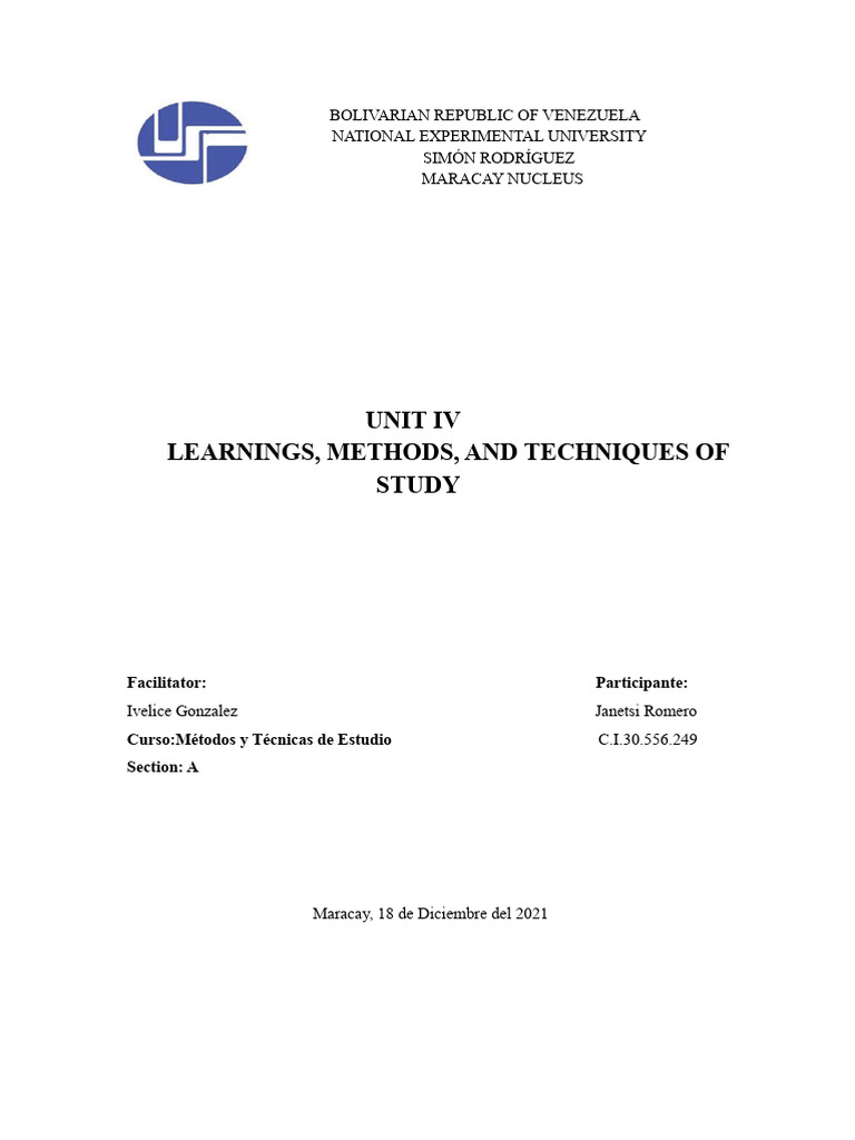 Unit 4 Study Methods and Techniques | PDF | Learning | Knowledge