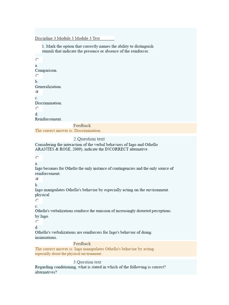Module 3 Test on Behavioral Concepts | PDF | Reinforcement | Scientific ...