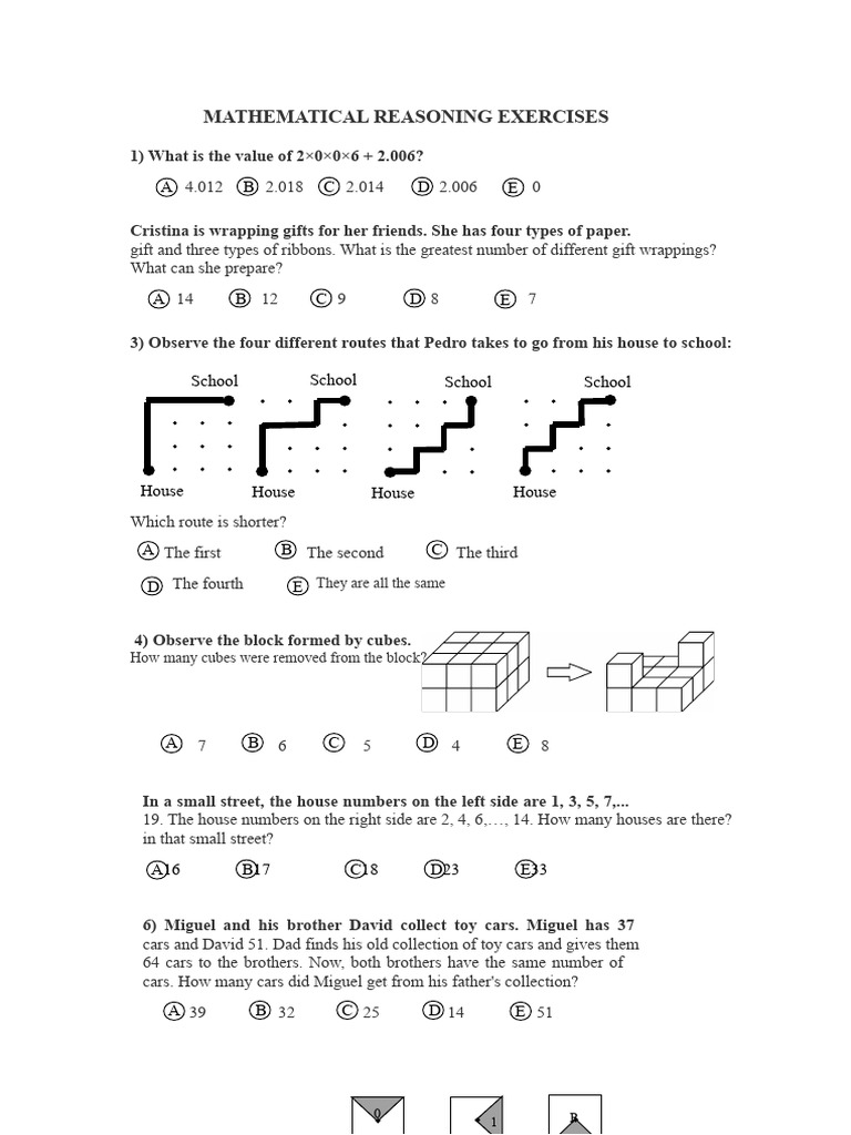 Math Reasoning Exercises for Students | PDF | Mathematics