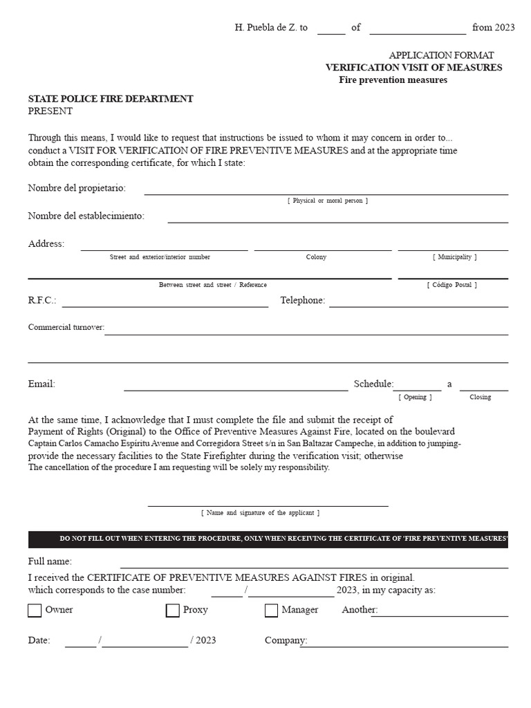 Certificate of Preventive Measures Against Fires | PDF