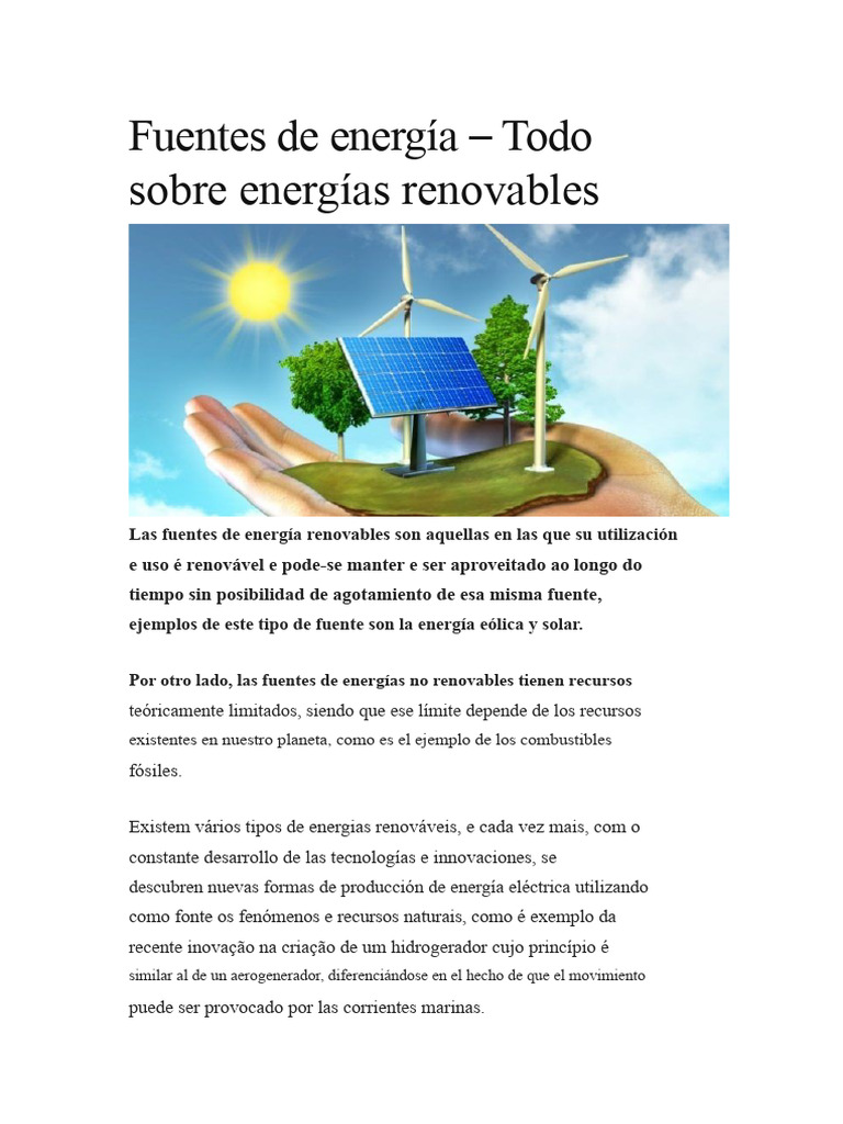 Fuentes de Energía | PDF | Energía renovable | Desarrollo energético