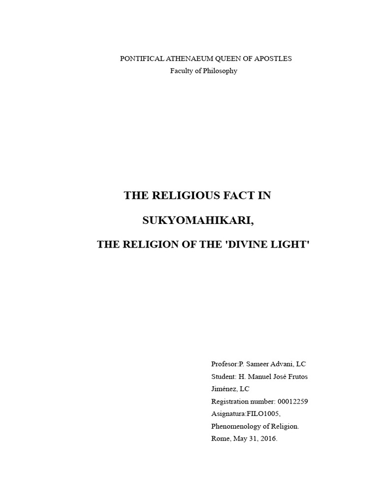 Understanding Sukyo Mahikari Religion | PDF | God | Rituals