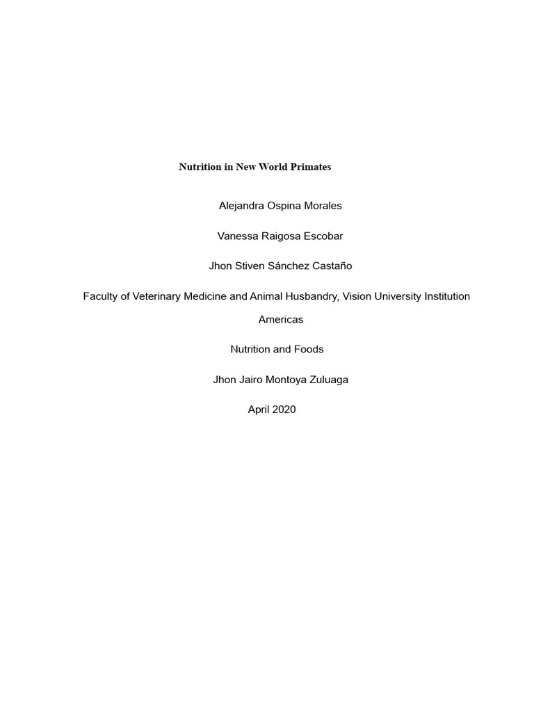 Nutrition of New World Primates | PDF | Stomach | Gastrointestinal Tract