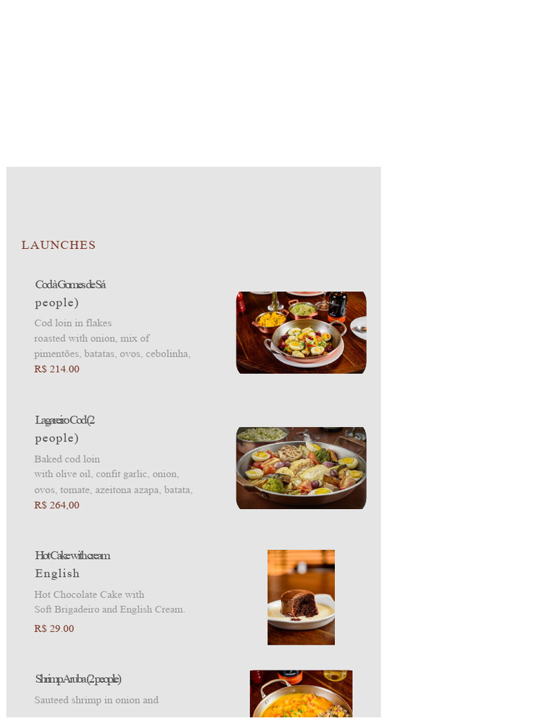 Gourmet Seafood and Dessert Menu | PDF