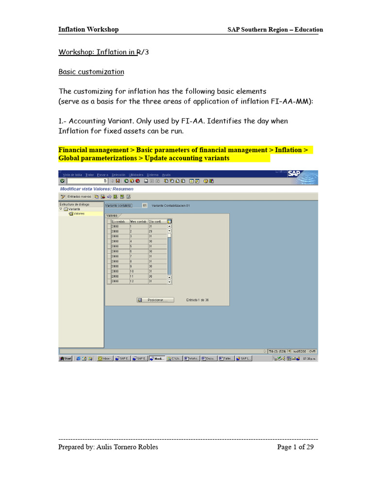 SAP R/3 Inflation Customization Guide | PDF | Inflation | Valuation ...