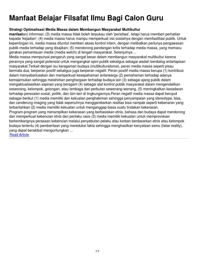 Manfaat Belajar Filsafat Ilmu Bagi Calon Guru