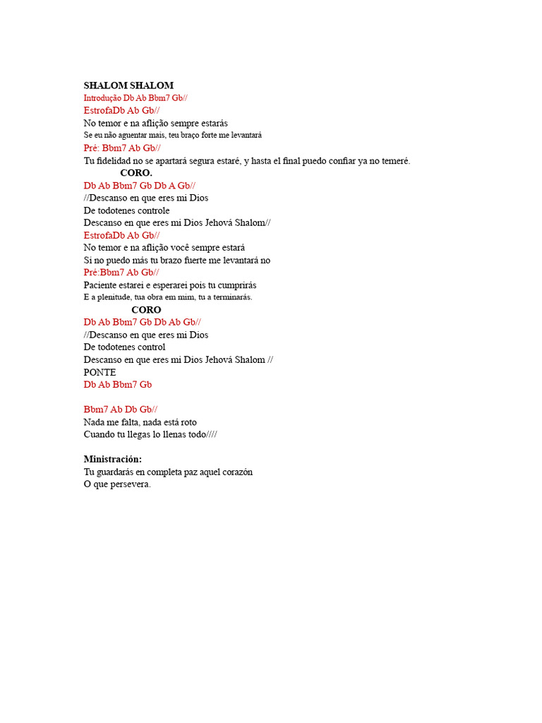 Shalom Shalom Letra | PDF