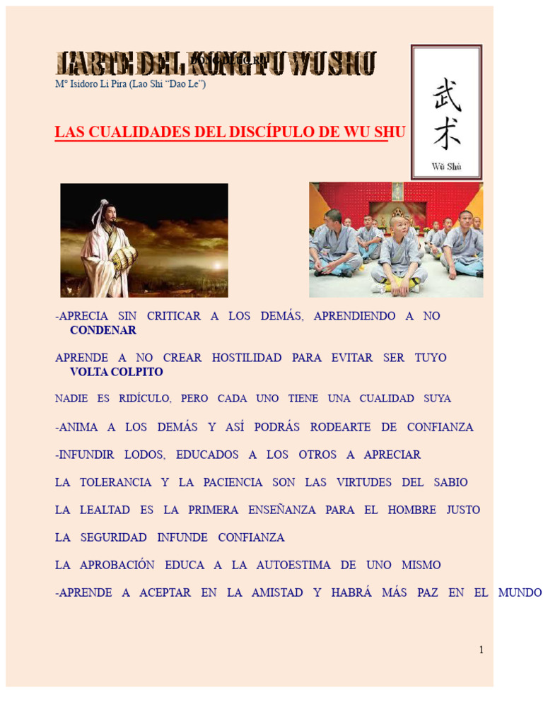 El Arte Del Kung Fu Wushu | PDF | Monasterio Shaolin | Artes marciales ...