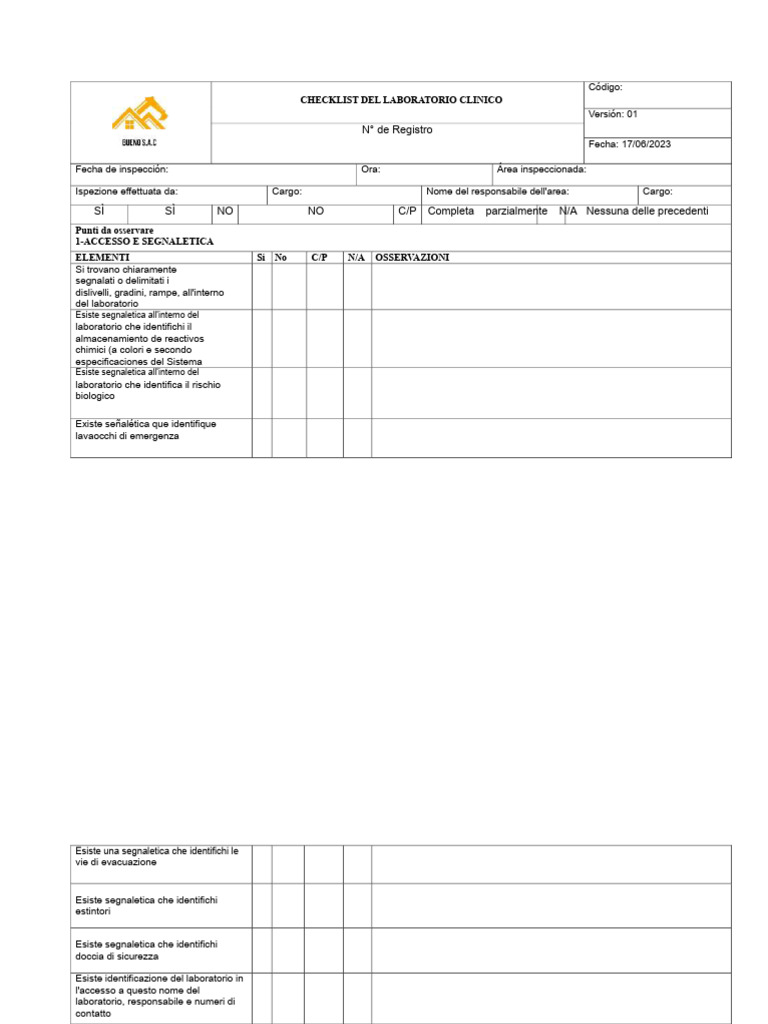 Checklist Laboratorio | PDF