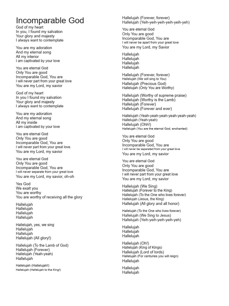 Incomparable God | PDF | God In Christianity | Glory (Religion)