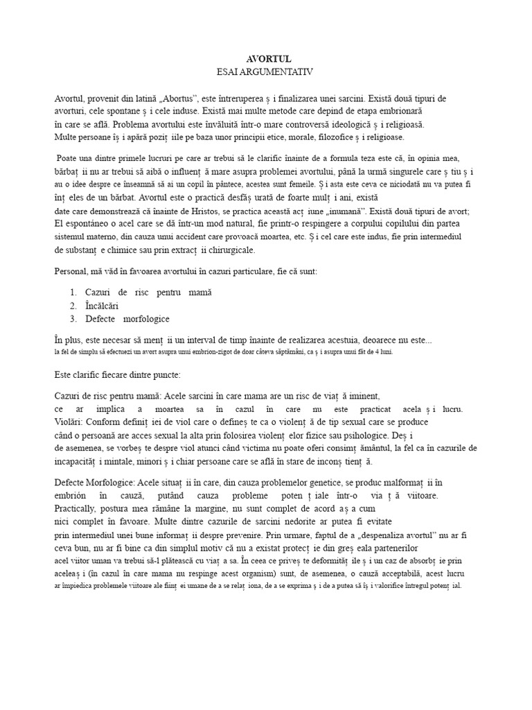 AVORTUL Eseu | PDF