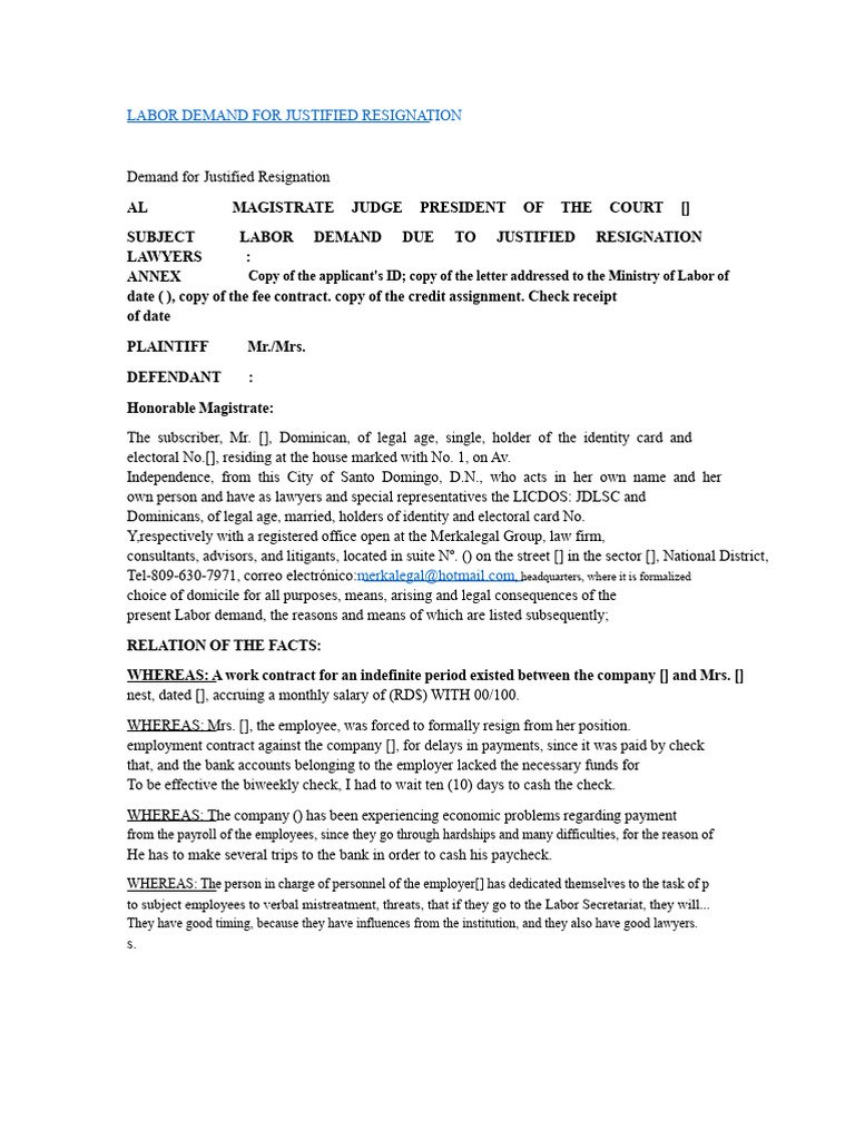 Labor Demand for Justified Resignation | PDF | Employment | Salary