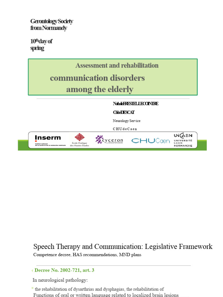 Speech Therapy for Elderly Communication Disorders | PDF | Aphasia | Speech