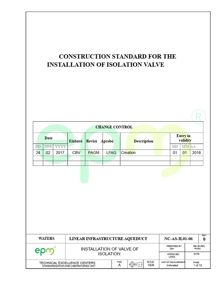Isolation Valve Installation Standards | PDF | Pipe (Fluid Conveyance ...
