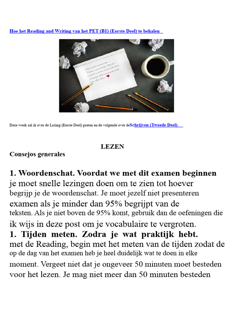 Hoe Het Reading and Writing Van Het PET Te Behalen | PDF
