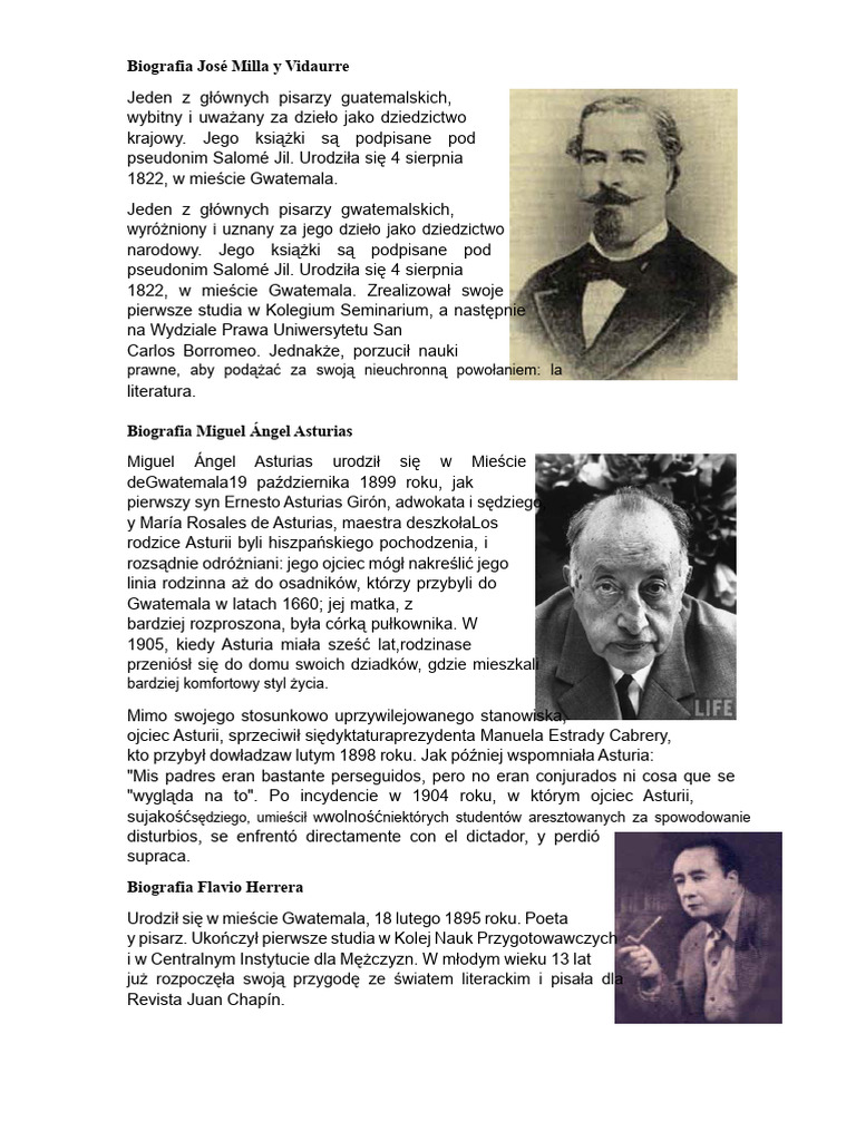Biografia José Milla y Vidaurre | PDF