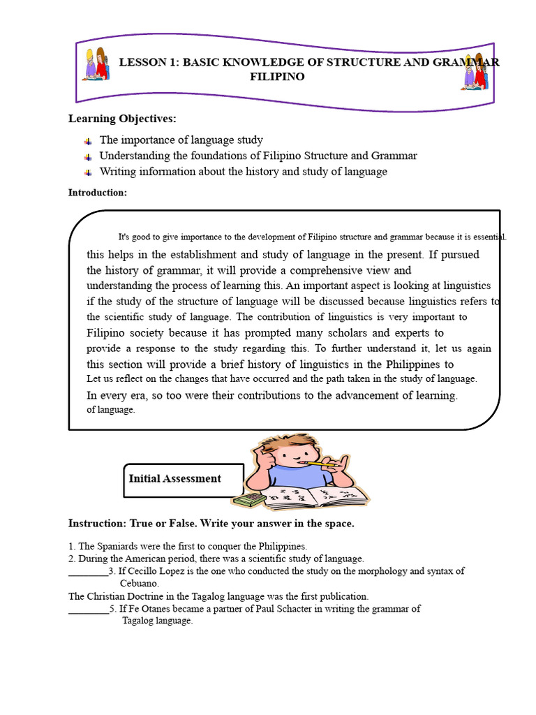 Filipino Grammar and Linguistics Overview | PDF | Tagalog Language ...