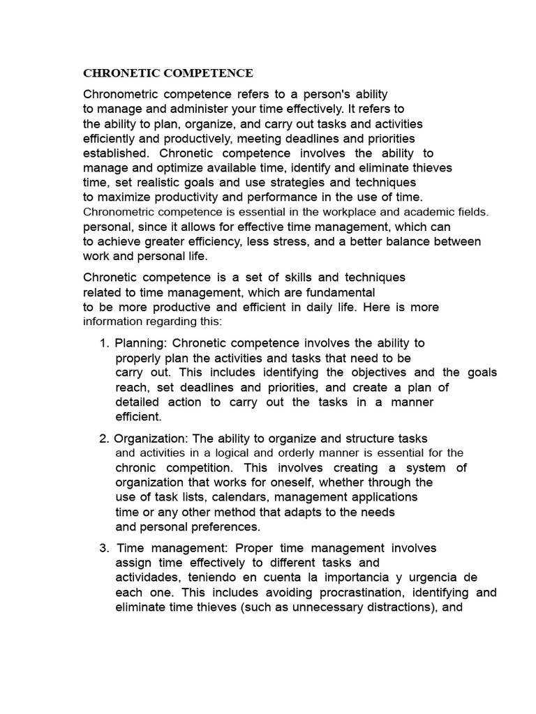 CHRONETIC COMPETENCE | PDF | Time Management | Professional Skills