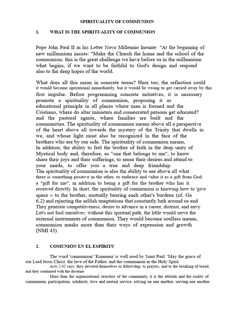 Understanding Spirituality of Communion | PDF | Eucharist | Catholic Church