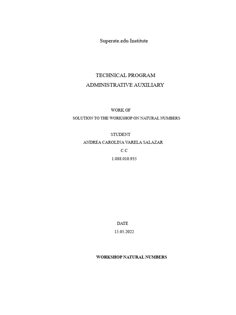 Solution Workshop Natural Numbers 1 | PDF
