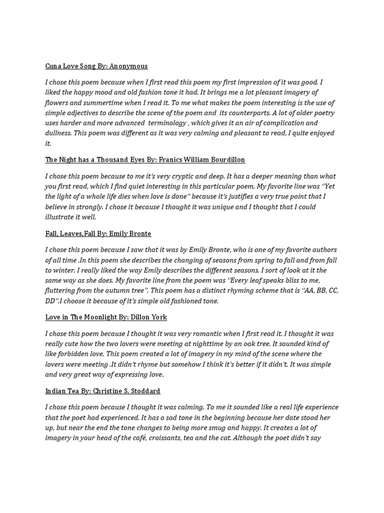 Poem Examination Poetry