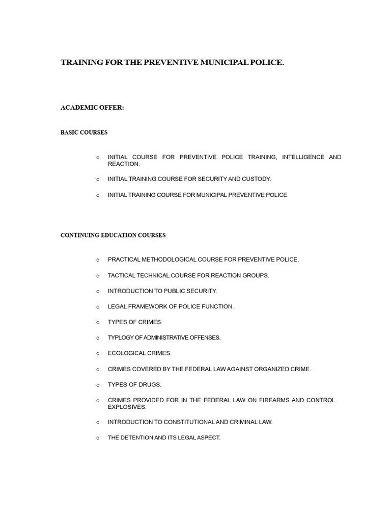 Comprehensive Police Training Courses | PDF | Police | Crimes