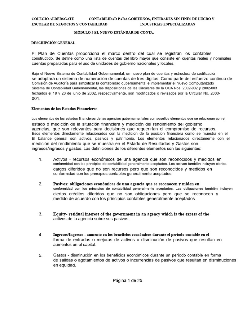 Módulo 3 El Nuevo Plan de Cuentas | PDF | Contabilidad | Estado financiero