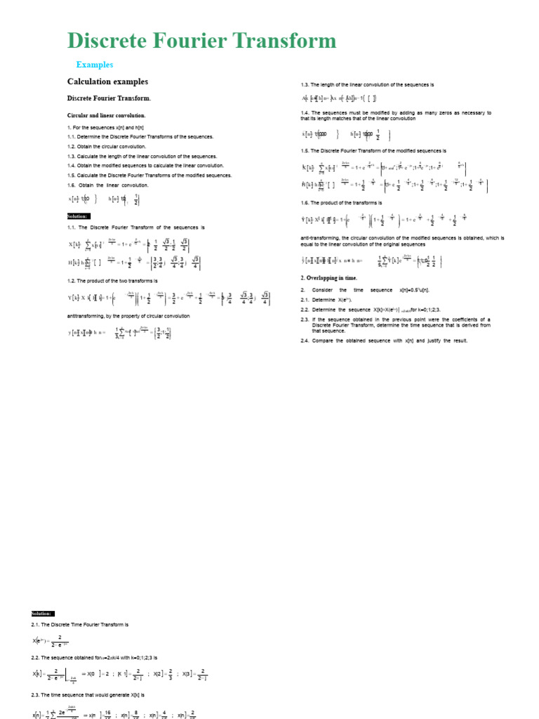 Discrete Fourier Transform and Convolution | PDF | Discrete Fourier ...