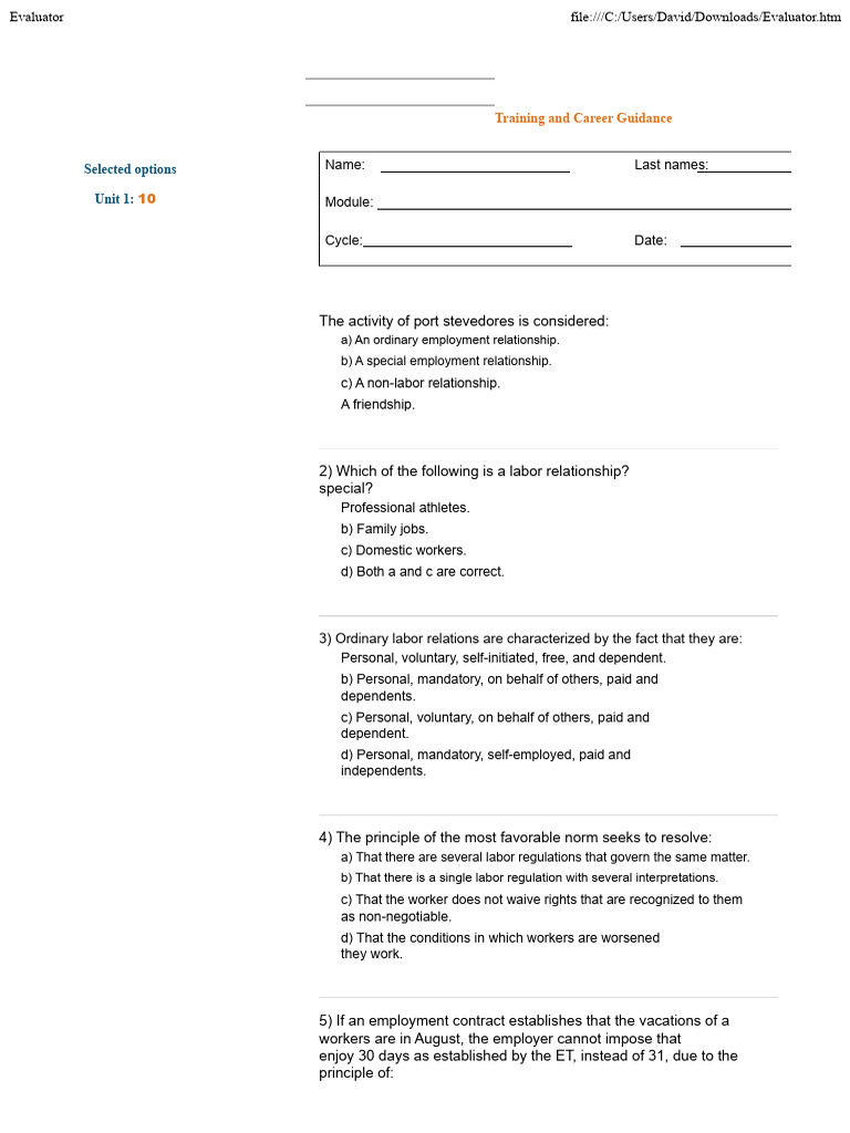 Exam fol | PDF | Employment | Labour Law