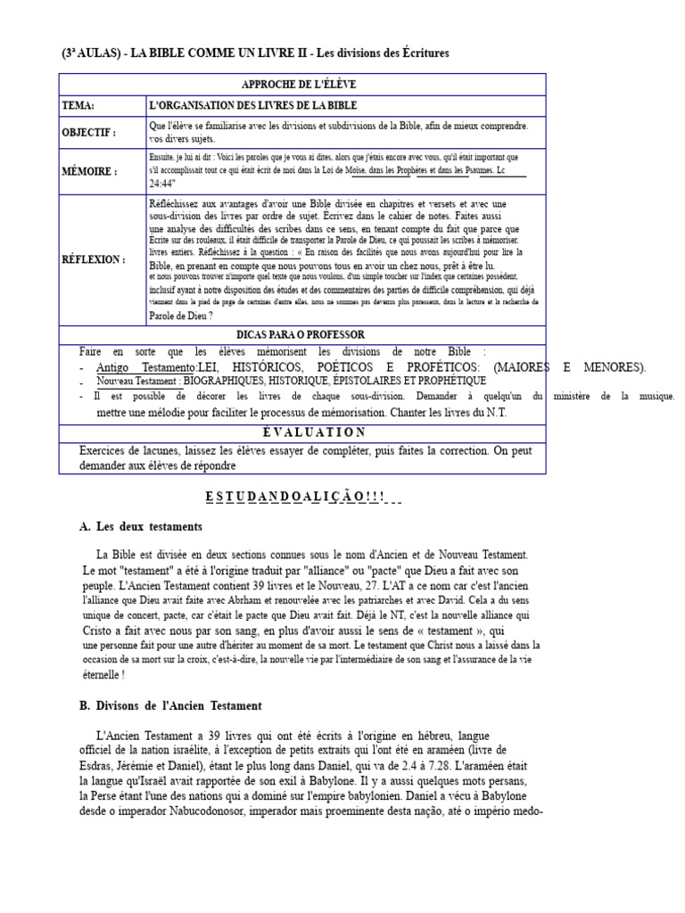 Divisions et Organisation de la Bible | PDF | Septante | Esdras