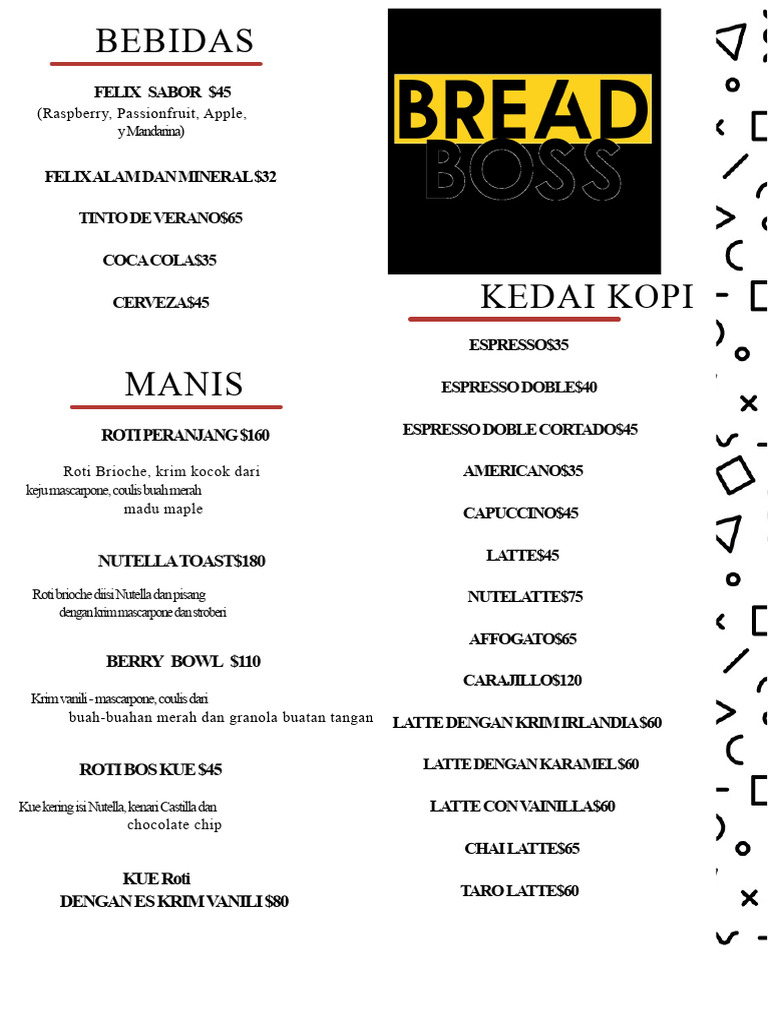 Menu Makanan dan Minuman Felix | PDF