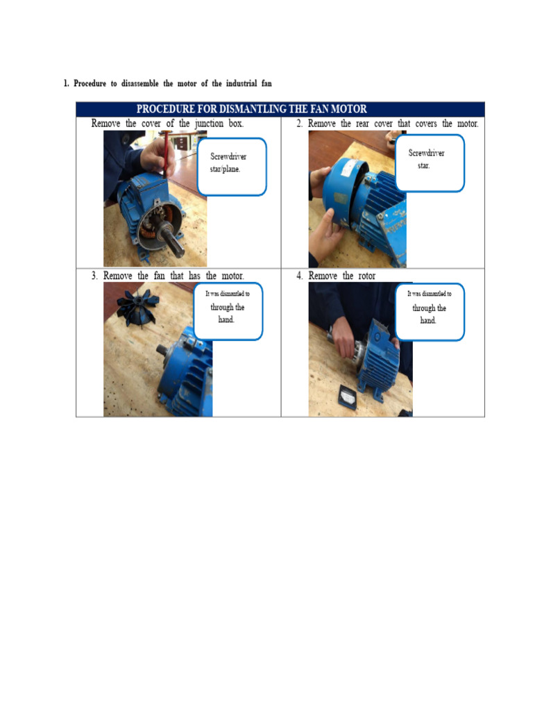 Procedure To Dismantle The Industrial Fan Motor | PDF | Machines ...
