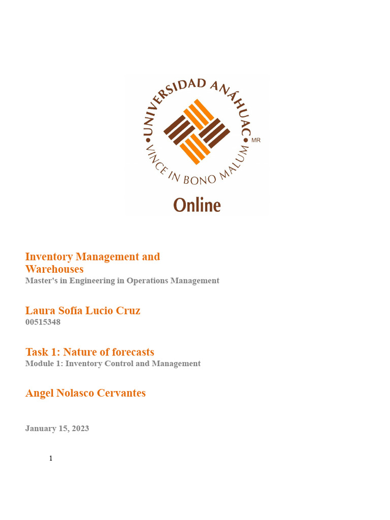Task 1 - Nature of Forecasts - 00515348 | PDF | Forecasting | Moving ...