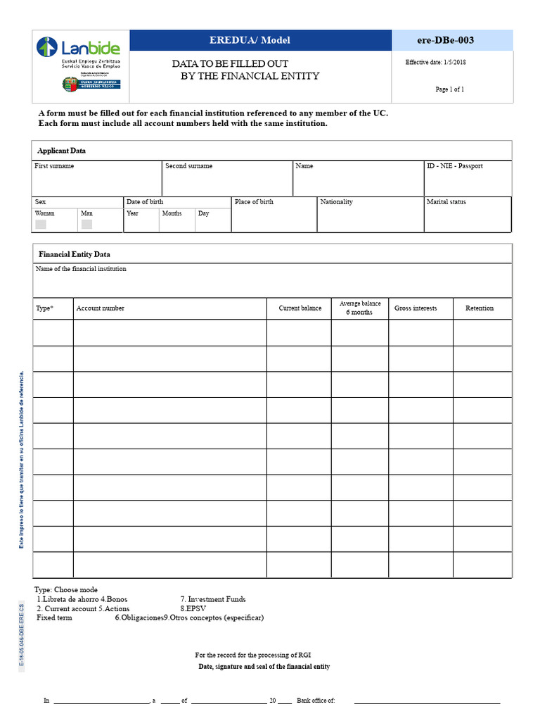 Financial Institution Data Collection Form | PDF