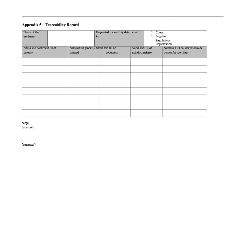 Traceability Record Template | PDF