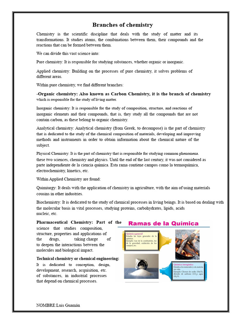 Overview of Chemistry Branches | PDF