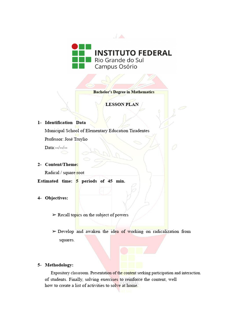 Lesson Plan - Elementary - Radicals - Square Root | PDF | Square Root ...