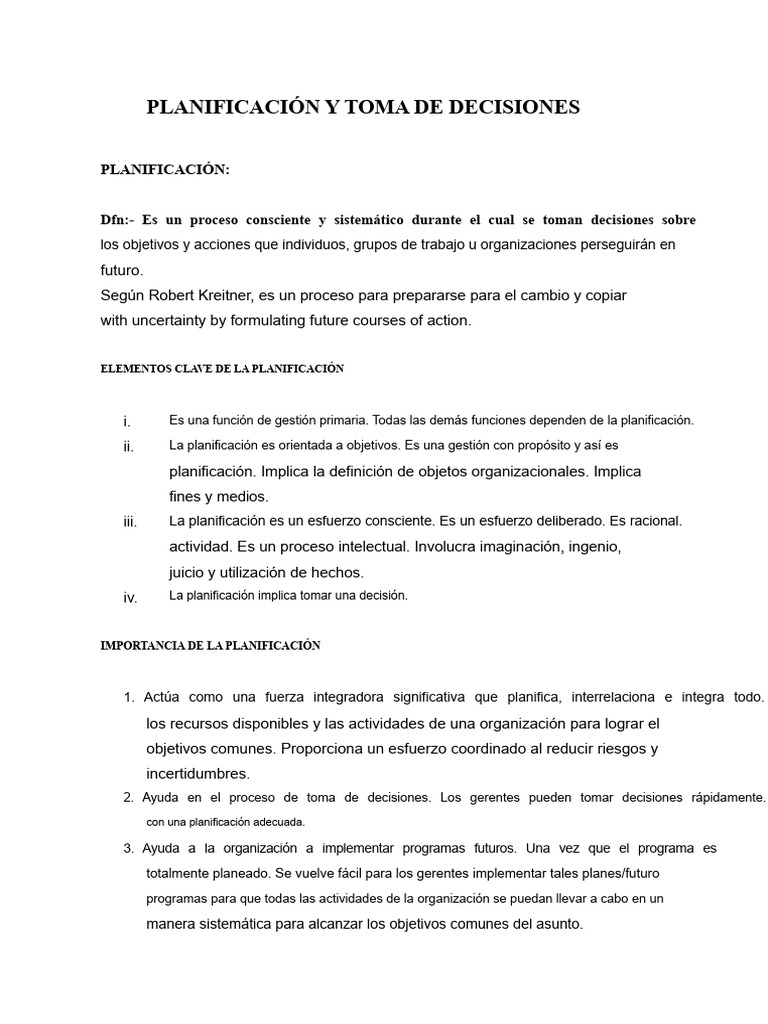 Claves de la Planificación y Decisiones | PDF | Planificación | Toma de ...